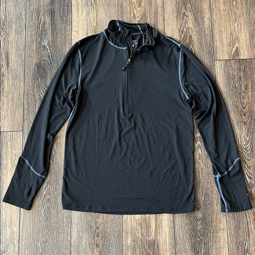 Terramar Polyester Spandex Black Long Sleeve 1/4 Zip Pullover Mens Large
